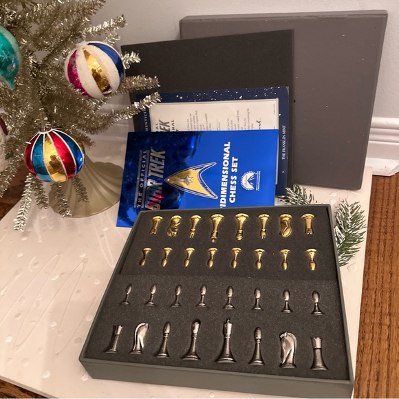 24k Gold Plated Franklin Minte Star Treck Tridimensional Ches Pieces - Picture 3 of 13